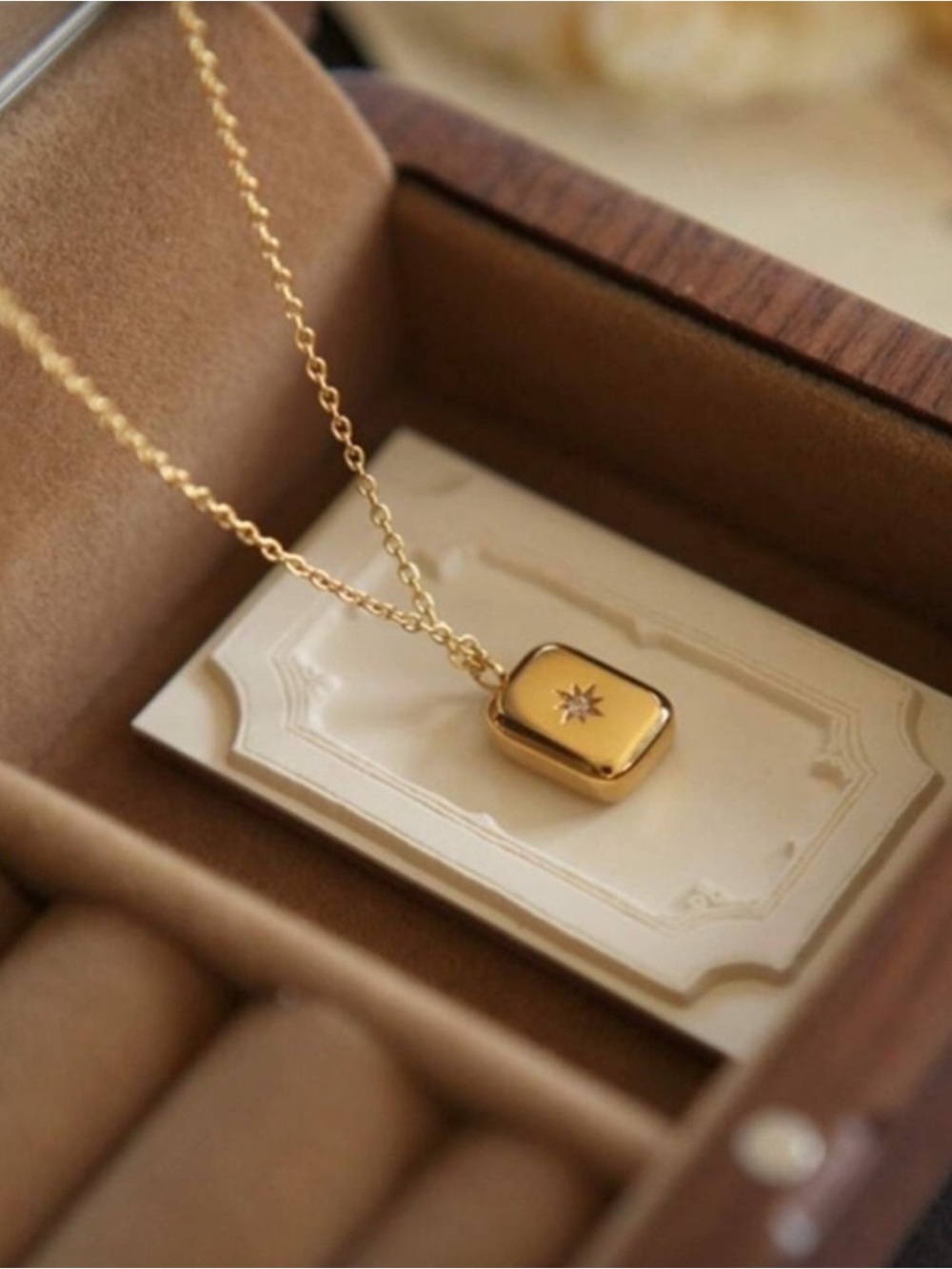 Gold Plated Stainless Steel Octagram Cubic Zirconia Chain Necklace